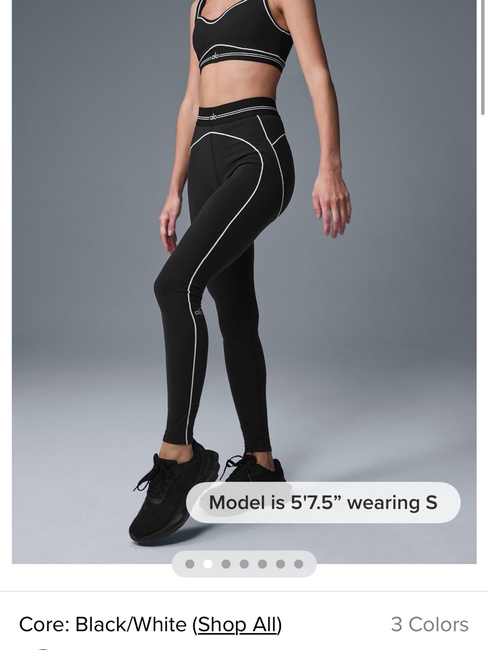 ALO Yoga Black Leggings with White Contrast Piping